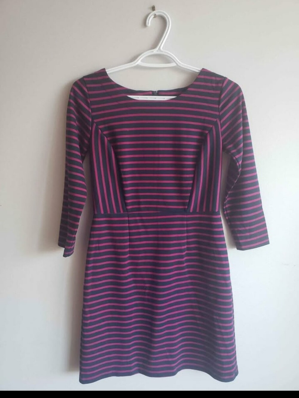 Xhilaration Purple and Black Striped Fit-and-Flare Dress